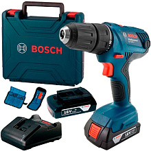 Акумуляторний дриль-шурупокрут Bosch GSR 180-Li Professional з 2 акб GBA 18V 2.0 Ah, з/п GAL 18V-20, набором біт і свердел (06019F810A)