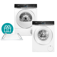 Пральна машина SIEMENS WG56B2A0UA + Сушильна машина SIEMENS WQ45B290UA + З'єднувальна планка SIEMENS WZ27500 (комплект)