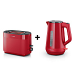 Тостер BOSCH TAT2M124 + Чайник BOSCH TWK1M124 (комплект)