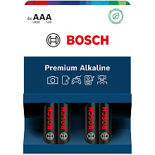 Батарейки лужні Bosch Premium AAA (LR03) 1350 mAh 4 шт. (LR03PA4B/00)