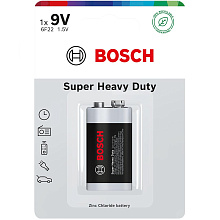 Батарейки цинково-вуглецеві Bosch 9V (6F22) 330 mAh 1 шт. (6F22SHD1B/00)