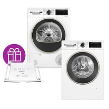 Пральна машина BOSCH WGA14400UA + Сушильна машина BOSCH WQG14200UA + З'єднувальна планка BOSCH WTZ11400 (комплект)