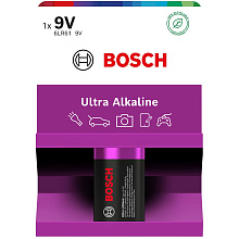 Батарейки лужні Bosch Ultra 9V (6LR61) 590 mAh 1 шт. (6LR61UA1B/00)