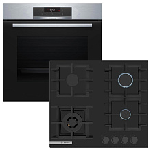 Духова шафа BOSCH HBA172BS0 + Варильна поверхня газова BOSCH PNK6B6P40R (комплект)