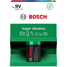 Батарейки лужні Bosch Super 9V (6LR61) 550 mAh 1 шт. (6LR61SA1B/00)