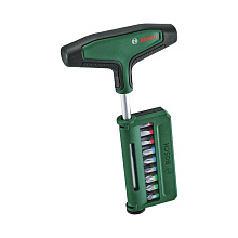 Викрутка-бітотримач Bosch з Т-подібним руків'ям і 18 бітами (1600A039J3)